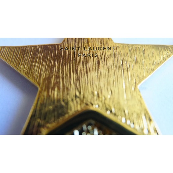 YSL SAINT LAURENT Gold Star earrings - studded with a tassel. Statement. - Picture 3 of 14